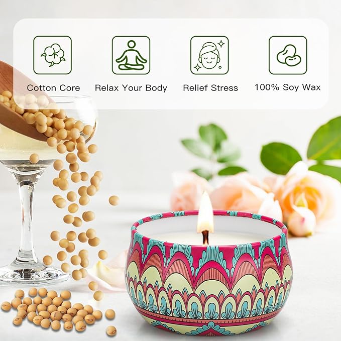 Candles Gifts for Women, 12 Pack Candles for Home Scented, 30 Oz Soy Wax Candle Gifts Sets, 240H Burning Candle for Scented, Ideal for Birthday, Valentine's Day, Mother's Day - Bloomnest