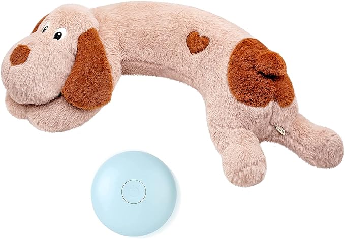 Puppy Heartbeat Toy, Dog Heartbeat Toy for Separation Anxiety Relief, Puppy Toy with Heartbeat Stuffed Animal Anxiety Calming Behavioral Aid Plush Toy for Dogs Cats Pets (Brown +) - Bloomnest