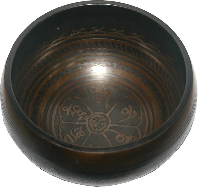 5129 SB 'B' Note Crown Chakra Antique Tibetan Auspicious Symbol Bowl Set ~ Nepal - Bloomnest