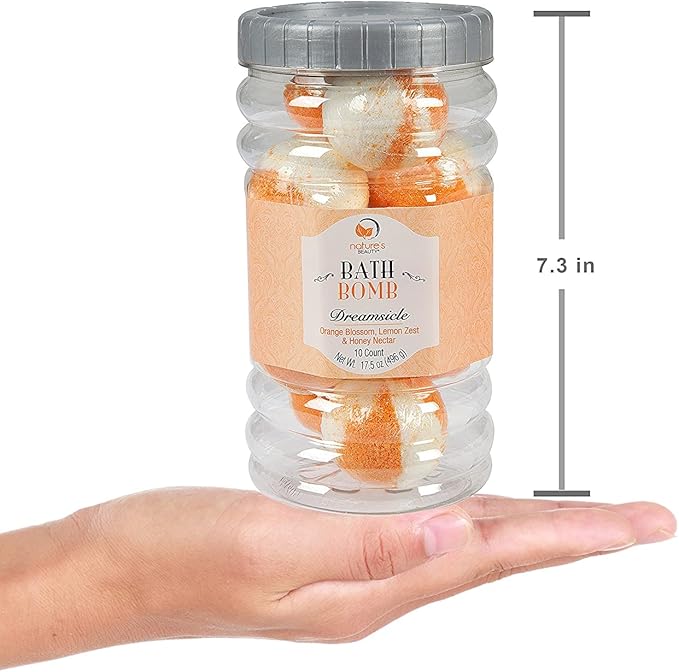 Nature's Beauty Dreamsicle Bath Bomb Gift Set Multi-Pack - Orange Blossom, Lemon Zest & Honey Nectar Scent Made w/Orange Peel Extract, Coconut Oil + Vitamin E, 17.5 oz |10 ct ea (2 Pack)
