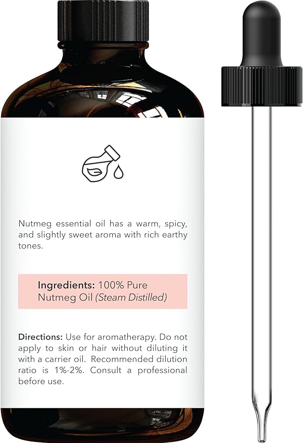 Brooklyn Botany Nutmeg Essential Oil - 100% Pure and Natural - Premium Grade with Dropper - for Aromatherapy and Diffuser - 1 Fl Oz - Bloomnest