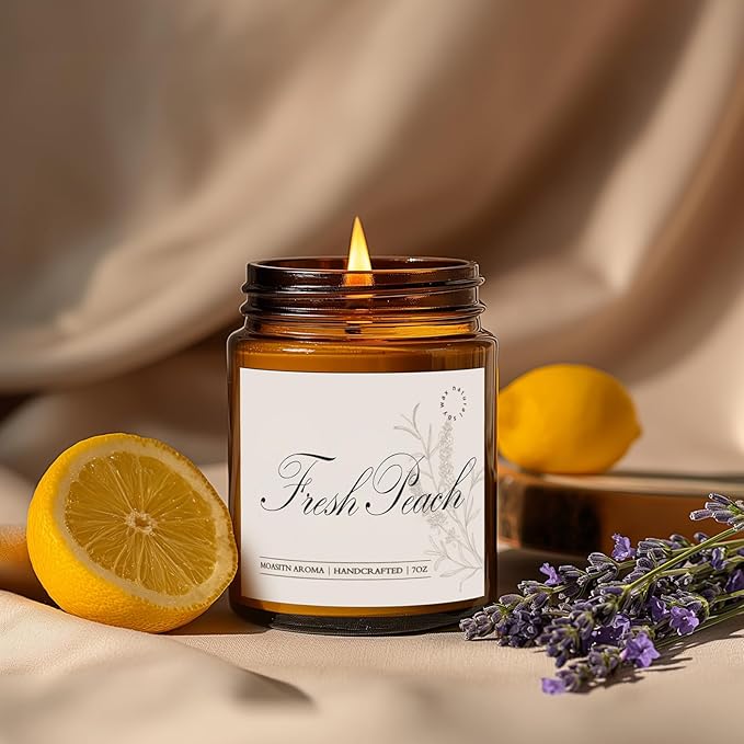 MOASITN Fresh Peach Scented Candles for Home|Sweet Orange,Peach,Floral Scented Soy Candle| Longlasting Aromatherapy Candle Gift for Women,Men for Birthday,Summer,Holiday|7oz - Bloomnest