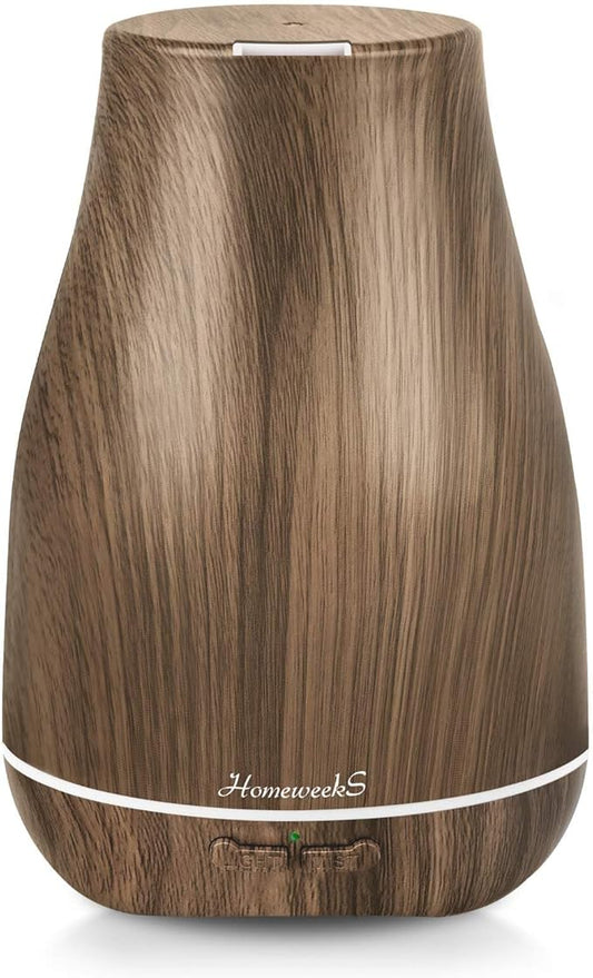 Aromatherapy Essential Oil Diffuser for Room: Air Humidifier Aroma Scent Cool Mist Diffusers Colorful Light Cute Mini Small Waterless Auto Off Ultrasonic for Home Bedroom (Brown Wood Grain) - Bloomnest