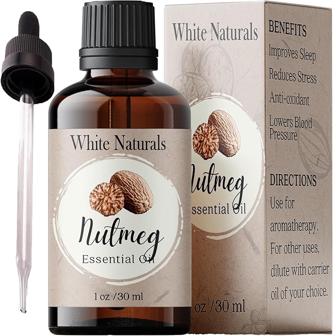 Organic Nutmeg Essential Oil - 100% Pure & Natural -Premium Therapeutic Grade with Premium Glass Dropper - Undiluted Natural/Homeopathic Aromatherapy Scented, Great for DIY Candle Making, Massage - Bloomnest
