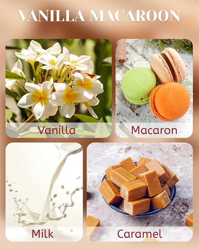 M&SENSE Vanilla Macaroon Wooden Wick Christmas Candle, Large 18oz 100 Hours Long Lasting Burn Time, Natural Soy Wax Non Toxic, Perfect Jar Candle Gifts for Holiday Birthday Celebration - Bloomnest