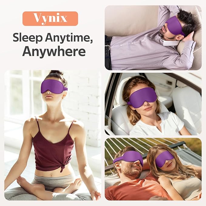Sleep Mask for Men Women - 100% Blackout Eye Masks for Sleep - 3D Soft Sleeping Mask for Side Sleepers - Zero Pressure Lash Extensions Eye Cover Shade for Airplane Travel Essentials, Purple - Bloomnest