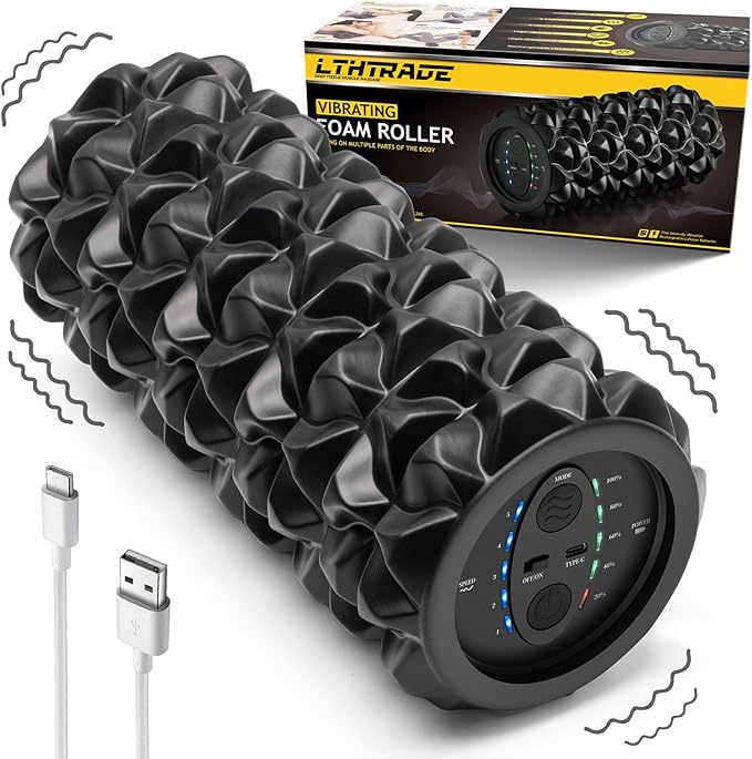 Vibrating Foam Roller, High Density Massage Muscle Roller Back Roller Foam for Back Pain Relief & Muscle Recovery and Physical Therapy, 5-Speed Rechargeable Exercise Roller, 2 Modes - Bloomnest