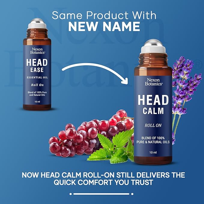 Head Calm Essential Oil Roll-On 10 ml - Soothing Migraine Roller Ball for Headache Relief - Pure Natural Essential Oils - Nexon Botanics - Bloomnest