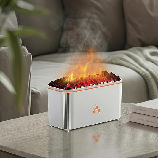 Essential Oil Diffuser, Flame Air Aromatherapy Diffuser, 7 Color Changing Light, Aromatherapy Humidifier with Auto Shut-Off for Home, Bedroom, Yoga, Spa(White) - Bloomnest