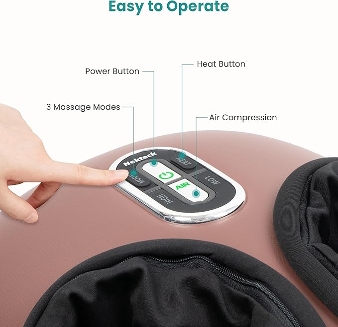Nekteck Shiatsu Foot Massager Machine with Soothing Heat, FSA Eligible Air Compression Deep Kneading Therapy, Improve Blood Circulation and Foot Wellness, Relax for Home Office Use, HSA Eligible