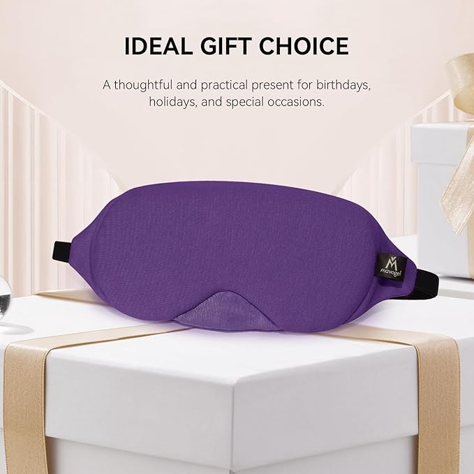 Mavogel Cotton Sleep Eye Mask - Breathable Light Blocking Sleep Mask, Soft Comfortable Night Eye Mask for Men Women, Eye Cover for Travel/Sleeping/Shift Work, Includes Travel Pouch (Purple) - Bloomnest
