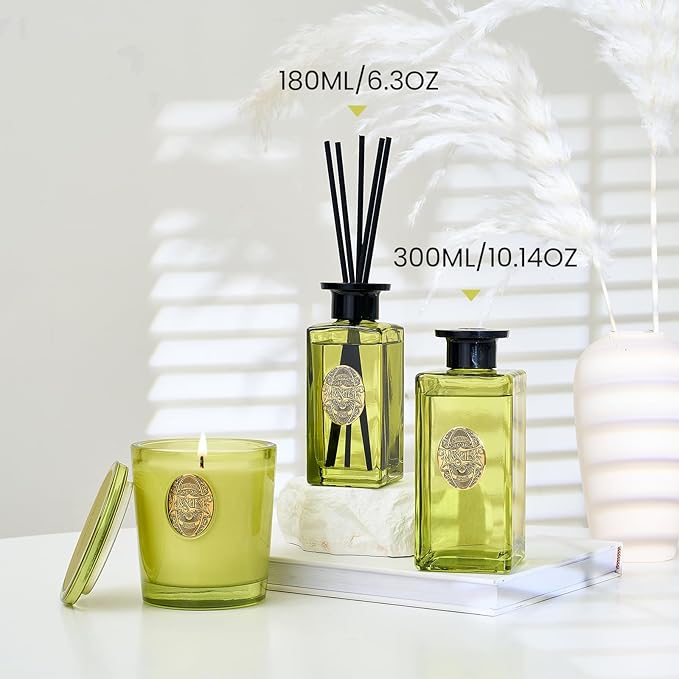M&SENSE 10.14 oz Large Reed Diffuser Set | Eucalyptus Mint Scent Oil Diffuser with Sticks | Hotel Collection Non-Toxic Essential Oil |for Bedroom Bathroom Living Room MSENSE