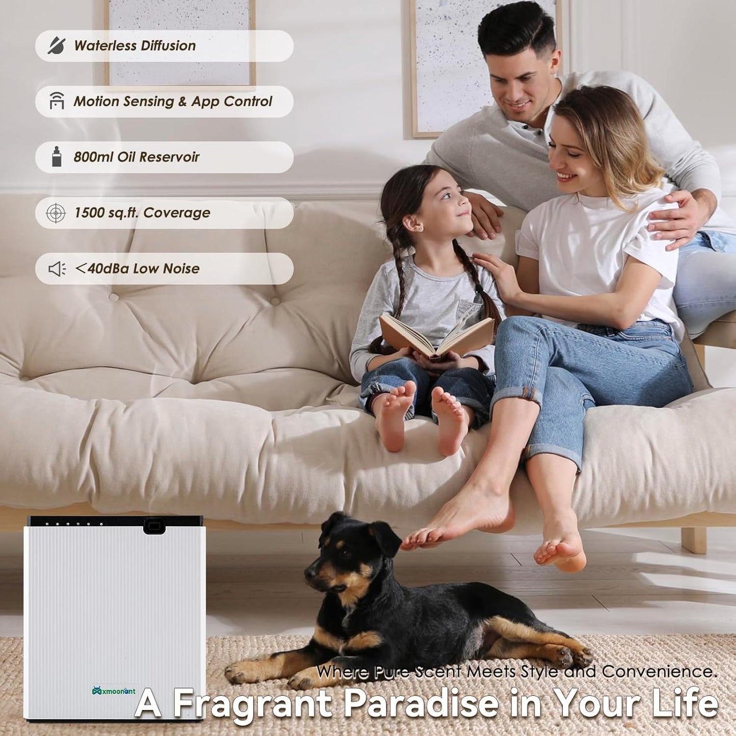 Mxmoonant Scent Air Machine for home 800ML, Aroma Diffuser App Control, Waterless Essential Oil Diffuser for Home, Mall, Office, Spa, Hotel Lobby