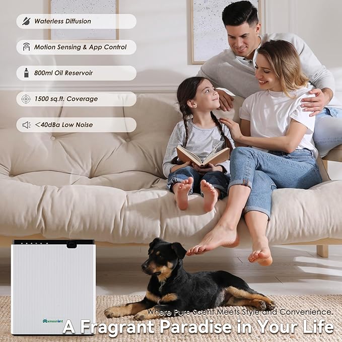 Mxmoonant Scent Air Machine for home 800ML, Aroma Diffuser App Control, Waterless Essential Oil Diffuser for Home, Mall, Office, Spa, Hotel Lobby - Bloomnest