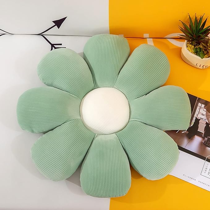 Flower Shaped Throw Pillow - Soft Seating Cushion for Bedroom, Sofa, Bed, Reading (21 inch, Green, 1 Count) - Bloomnest