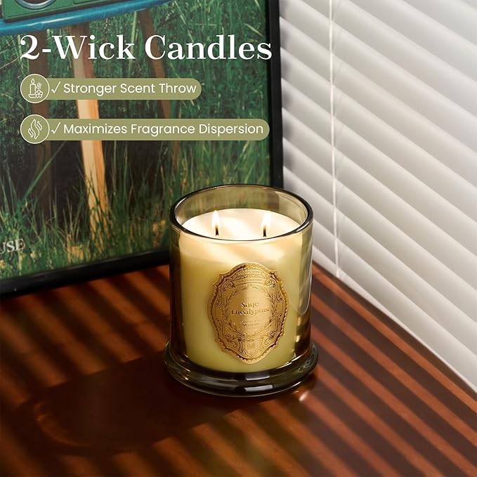 M&SENSE Sage Eucalyptus Candles for Home Scented, 2 Wick 12.7oz Soy Wax Candles Non Toxic,70 Hours Long Burning,Luxury Candles Gift for Stress Relief, Meditation, Yoga - Bloomnest
