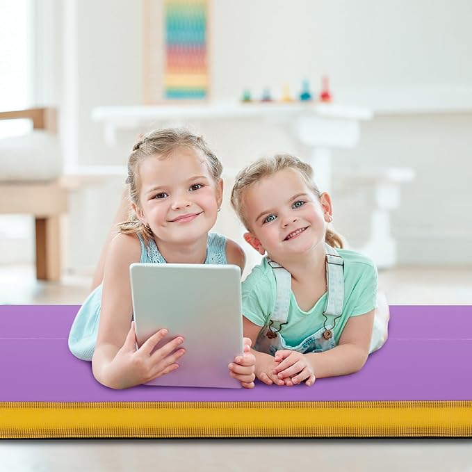 Giantex 4' x 4' Folding Gymnastics Mat with Carry Handles, Bio-Folding Tumbling Mat for Kids & Cheerleading - Bloomnest