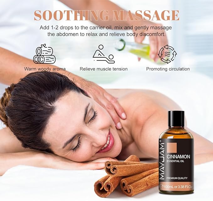 MAYJAM Cinnamon Essential Oil - Huge 3.38 Fl.oz - Premium Grade Essential Oils for Diffusers and Aromatherapy - Cinnamon Oil for Indoor and Outdoor - Bloomnest