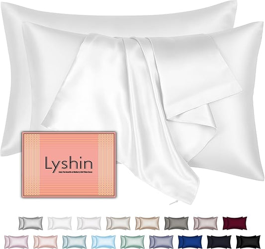 Mulberry Silk Pillow Cases 2 Pack Standard Size 20x26 Inches with Hidden Zipper, Ultra Smooth and Soft Breathable Cooling Silk Satin Pillowcase Set of 2, Better for Hair and Skin, Gifts for Women Men - Bloomnest