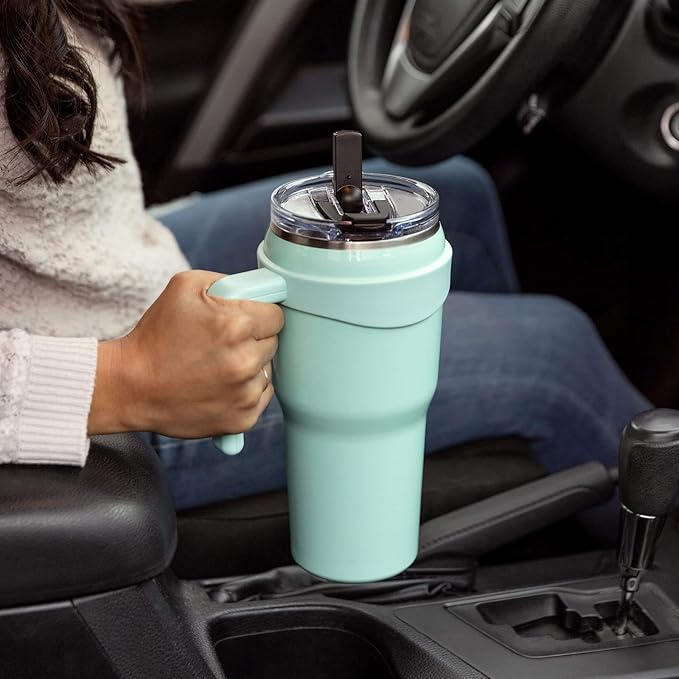 Hydrapeak Roadster 40oz Stainless Steel Tumbler Double Wall Vacuum Insulated Water Bottle With Handle And 2 in 1 Straw Lid (Sage) - Bloomnest