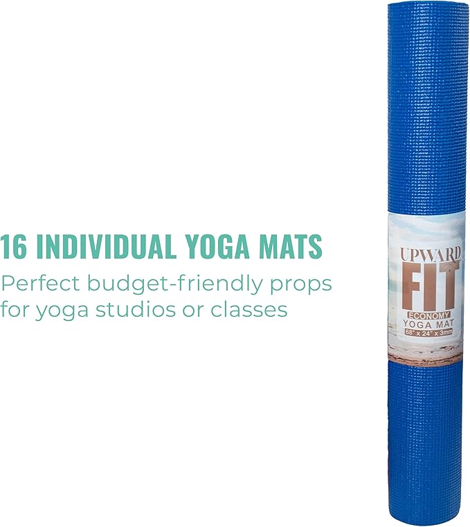10 Pack Economy Yoga Mat, 68" x 24" Non Slip Exercise Mat, 3mm Thick Gym Mat, Bulk Non Toxic Yoga Mats for Home Workout and Studios - Bloomnest