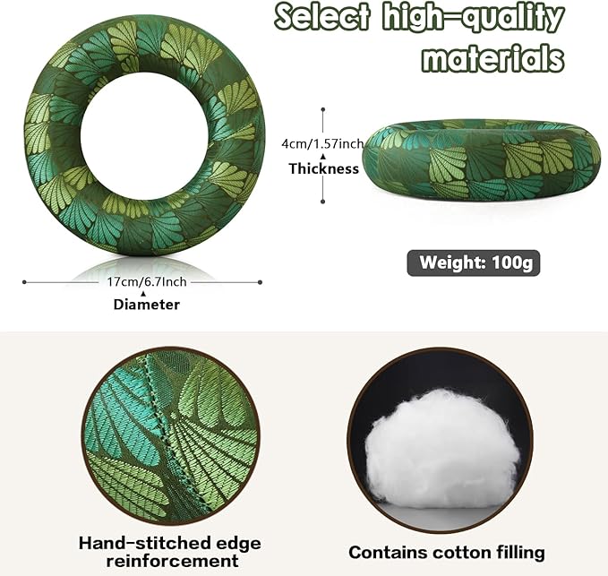 Singing Bowl Cushion for Tibetan Singing Bowls, Handmade Silk Brocade Round Cushion Pillow for Sound Healing and Crystal Sound Bowls Accessories(6.7 Inch,ForestGreen) - Bloomnest