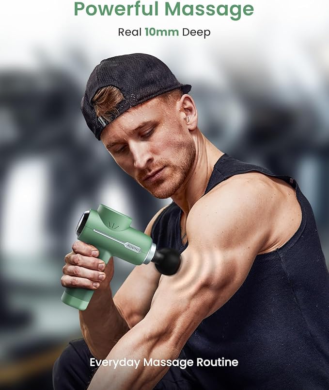 RENPHO Massage Gun Deep Tissue, Portable Percussion Massager for Back and Neck, Gifts for Men and Women, Handheld Device with Carry Case, Active Green - Bloomnest