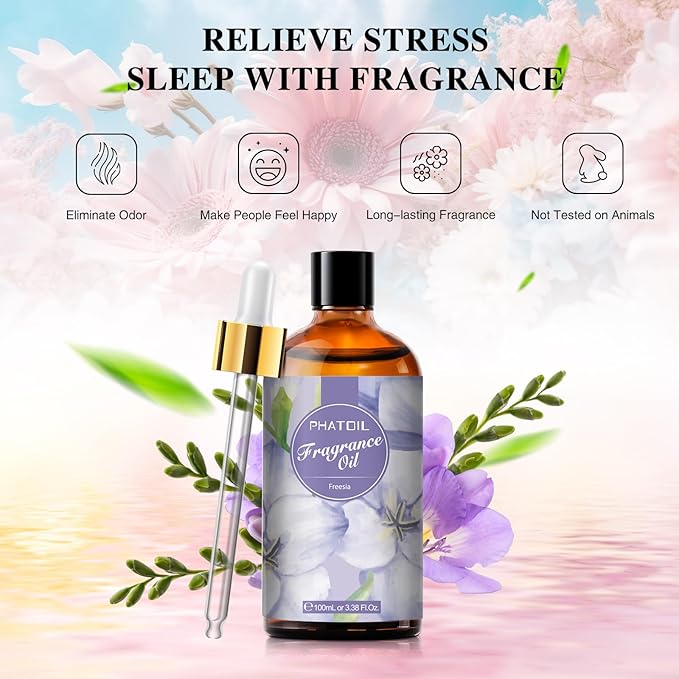 PHATOIL 3.38FL.OZ Freesia Fragrance Oils for Aromatherapy, Essential Oils for Diffusers for Home, Perfect for Diffuser, DIY Candle and Soap Making, DIY Scented Products - 100ml - Bloomnest
