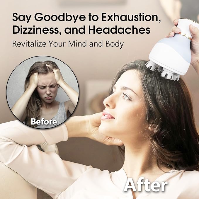 Zelikovitz Scalp Massager Hair Growth Electric Head Massager Scalp Massage Tool for Headaches, Head Scratcher Stress Relax, Cat Dog Head Massager Bloomnest