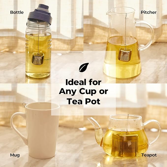 Reinmoson Tea Balls for Loose Tea, 304 Stainless Steel Extra Fine Mesh Tea Infusers for Loose Tea, Retractable Chain Design Tea Strainers for Loose Leaf Tea Single Cup, Come with 1 Saucer - Bloomnest