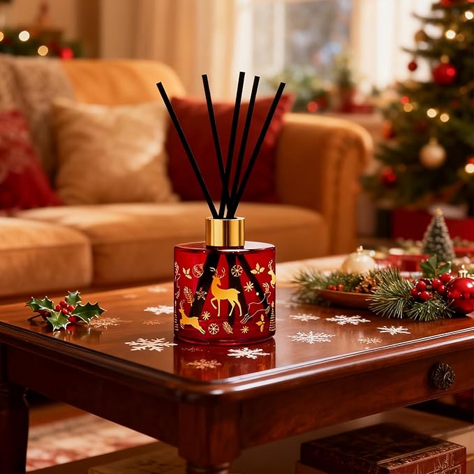 Reed Diffuser Set, Gingerbread Joy Christmas Oil Diffuser with Sticks, Home Fragrance Reed Diffuser for Bathroom Office Shelf Decor, Scented Room Fresheners, Holiday Ideal Gift 6.7 Fl.Oz - Bloomnest