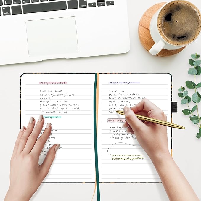 &And Per Se Lined Journal Notebook, 160 Pages, A5 5.7 x 8 inches College Ruled Thick Paper Notebook Journals for Writing, Hardcover Notebooks for Women Men Office School (Lunar Leaf)