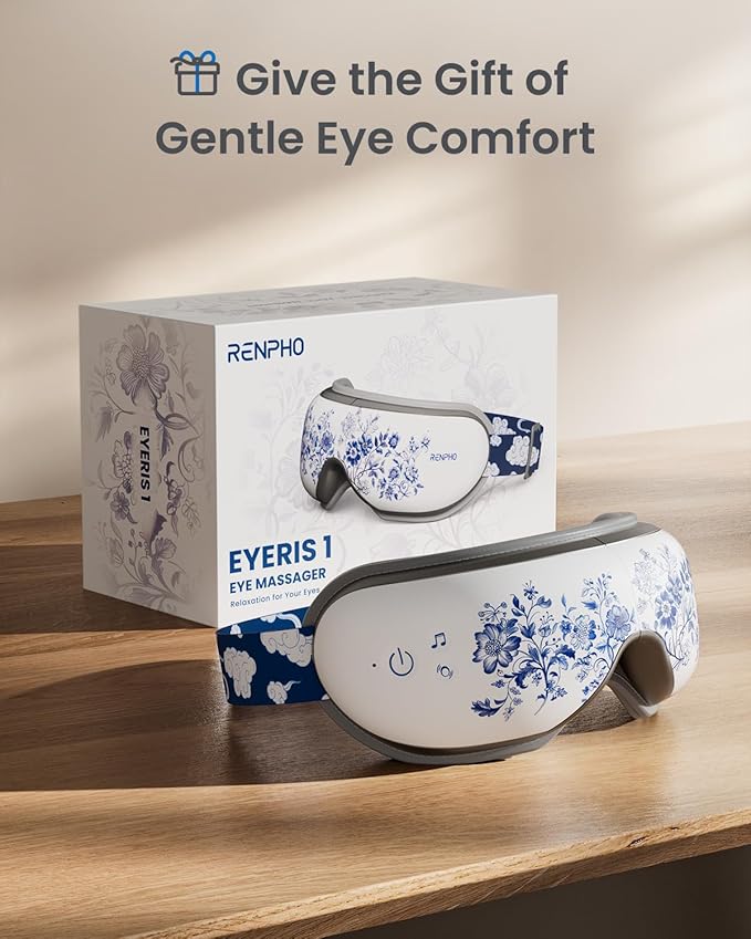 RENPHO Eyeris 1 Eye Massager with Heat, Christmas Birthday Gifts for Mom Dad Women Men Her Him, Sleep Mask with Heat Bluetooth Music, Relax Eye - Bloomnest