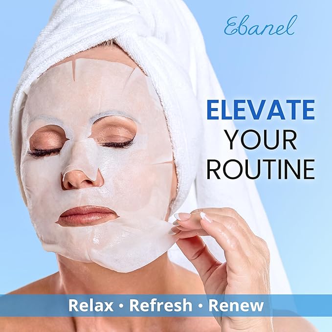 Ebanel 40 Pack Collagen Face Mask with Hyaluronic Acid, Vitamin C, Peptide, Aloe, Instant Brightening Hydrating Face Masks Skincare Korean Sheet Mask, Skin Firming, Lifting Anti Aging Facial Masks - Bloomnest