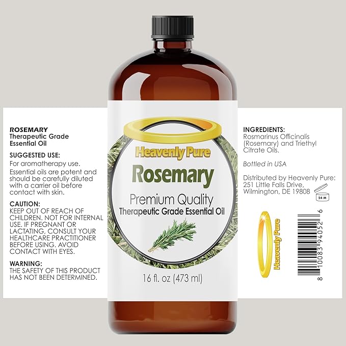 Rosemary Essential Oil 16 oz Large Bottle for Diffuser, Hair and Body Care - 473 ml - Bloomnest