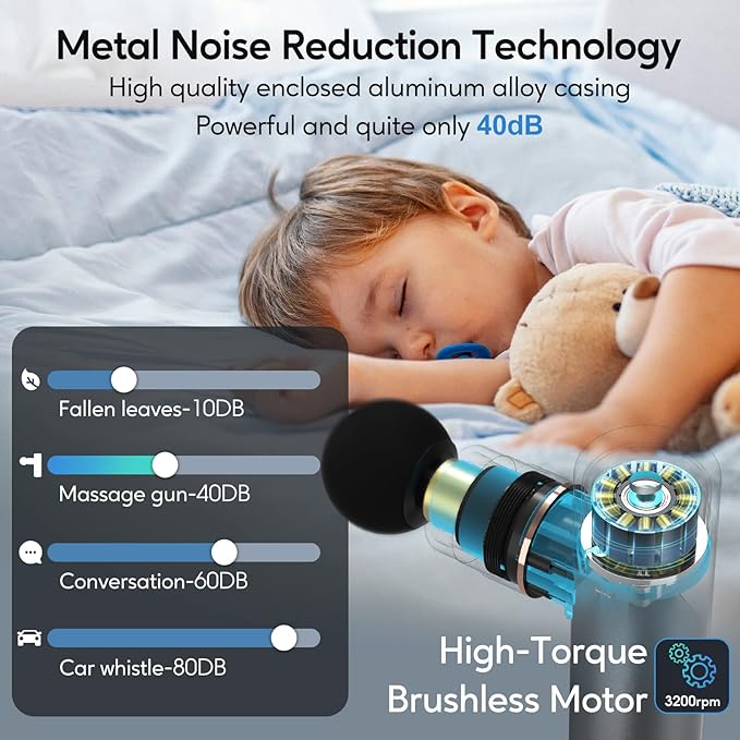arboleaf Massage Gun Deep Tissue, Full-Metal Electric Portable Hand Held Massager Gun for Back, Body Sore Muscles, Pain Relief, Gifts, Office, Home, Athletes - Bloomnest
