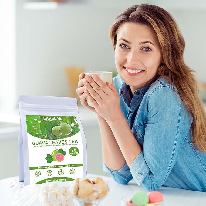 TEARELAE - Guava Leaves Tea Bags - 70 Count - 100% Pure Natural Guava Leaves - Aid in Digestion, Promote Relaxation - Non-GMO - Caffeine-Free - Bloomnest