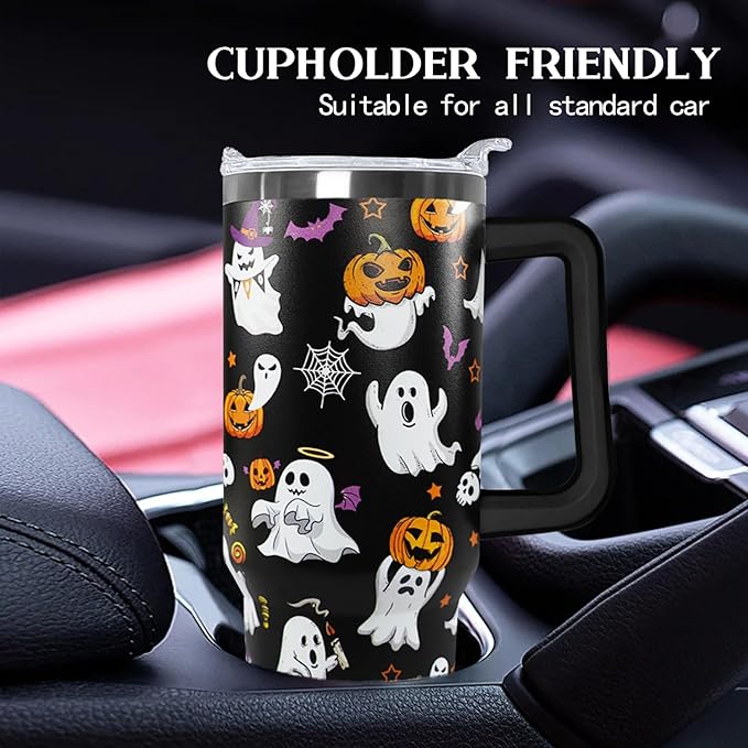 Ceovfoi 40 oz Halloween Boo Tumbler Insulated Stainless Tumbler,Goth Ghost Travel Coffee Cup Water Botter, Witch Goth Decor Halloween Gifts For Women - Bloomnest