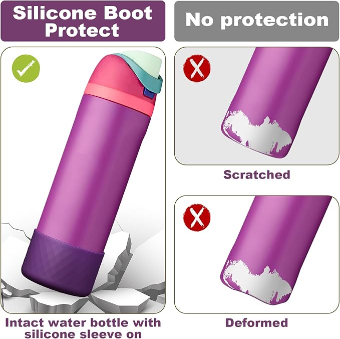 2PCS Silicone Water Bottle Boot for Owala 24oz 32oz 40oz, Anti-Slip Protective Sleeve Bottom Bumper Protector for FreeSip, Twist, and Flip Stainless Steel Water Bottles Alwenid