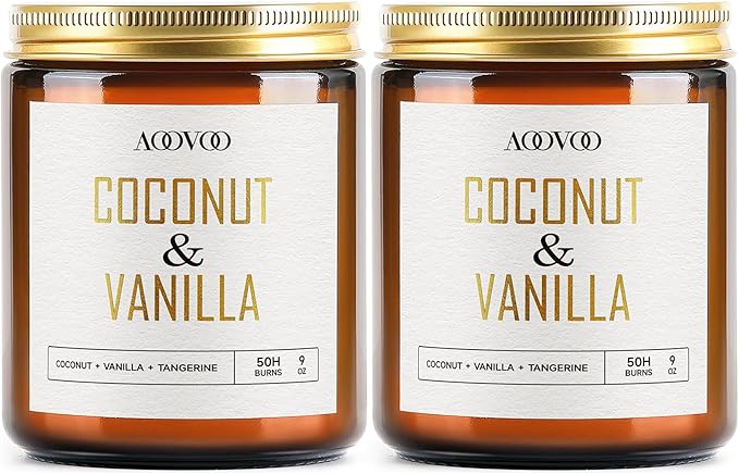 AOOVOO Coconut Vanilla Candles - 18 oz Scented Candles, Aromatherapy Candle, Soy Candle for Home Scented - Bloomnest