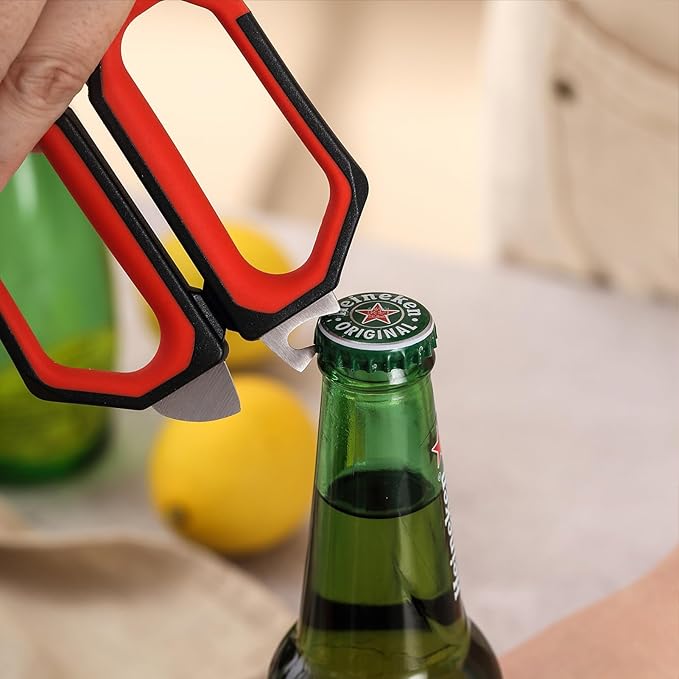 LIVINGO Kitchen Scissors Set All Purpose - Heavy Duty Stainless Steel Come Apart Food Shears for Cutting Meat, Vegetables, Dishwasher safe, 2 Pack, Red Black Multi-Function Handles - Bloomnest