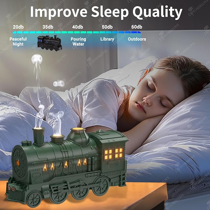 Diffuserlove Essential Oil Diffuser 300ML Train Cool Mist Humidifier Quiet Aromatherapy Diffuser with Night Light for Bedroom Desk - Bloomnest