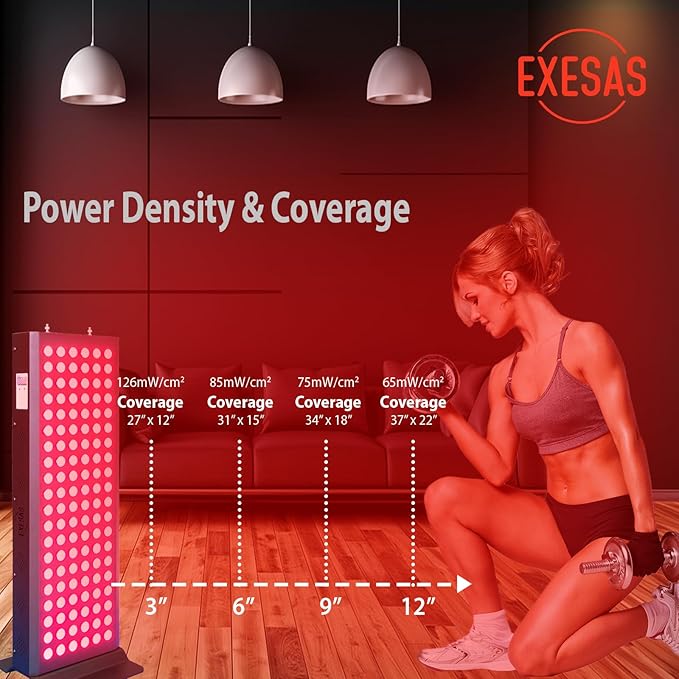 Red Light Therapy Device for Full Body, 630nm, 660nm, 810nm & 850nm, Near Infrared Dual-Chip Clinical Grade LED Panel for Smooth Skin, Weight & Pain Management and Overall Wellness (600-Watt 120-LED) EXESAS