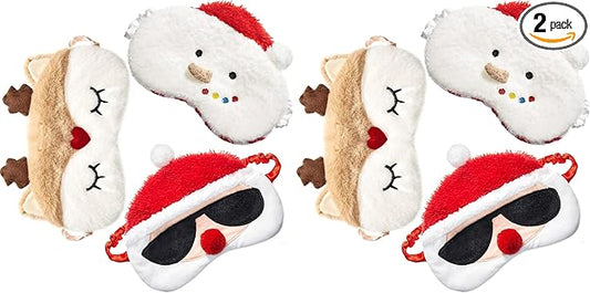 3 Pieces Christmas Eye Masks for Boys and Girls Sleeping Mask for Kids Sleep Mask for Christmas, Santa Snowman Cute Eyemask Gifts for Children Family Christmas Party Present (Pack of 2) - Bloomnest