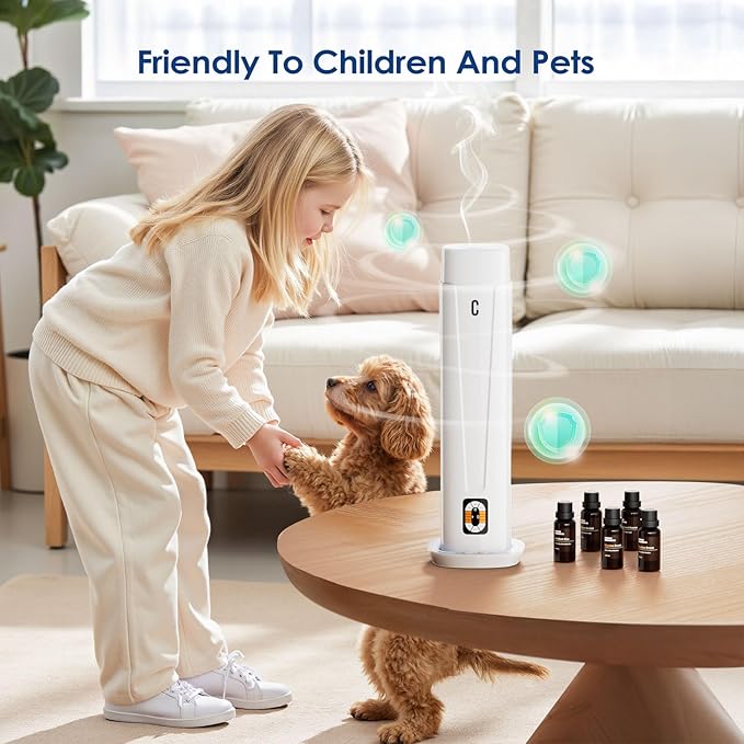 Waterless Scent Diffuser – 1200 Sq Ft Coverage, Essential Oil Diffuser with Remote Control, Quiet Aromatherapy Diffuser with LED Light & Timer, Scent Air Machine for Home, Office, Hotel - Bloomnest