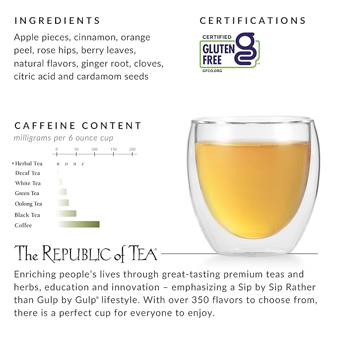 The Republic of Tea - Hot Apple Cider Tea, 36 Tea Bags, Tin | Harvest Herbal Blend | Caffeine-free - Bloomnest