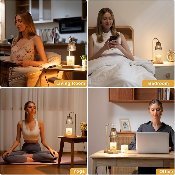 Hong-in Black and Gold Candle Warmer Lamp with Timer Dimmer,Birthday Gifts for Women Mom,House Warming Gifts New Home Room Decor,Vintage Wax Warmer for Scented Wax Jar Candles