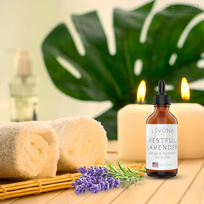 Levona Scent Essential Oils - Scents for Home, Hotel & Office Use - Perfect for Home Diffuser & Humidifiers - Aroma Fragrance Oil, Ideal for Massage, Relaxation, and Spa - Restful Lavender, 120ml - Bloomnest