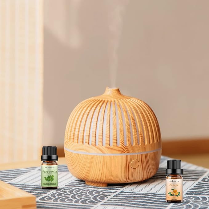Sedbuwza Peppermint Orange Essential Oil Set, Peppermint Fragrance Oil Orange Scent Oil Set for Diffuser, Aromatherapy, Massage, Soap, Candle Making 2 x 10 ml Sedbuwza