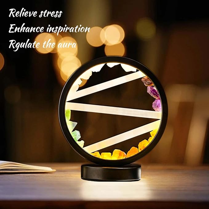 Runyangshi Crystal Table Lamp Night Light Natural Selenite & Colour Crystal Raw Stone Bedside Lamp with 3 Adjustable Light Colours Suitable for Home Decoration, Bedroom Office Desk Lighting - Bloomnest